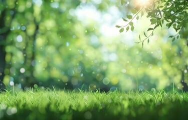 Obraz premium Sunny garden with defocused bokeh background
