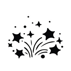Stars and sparkles doodle illustration. Twinkle, blink, firework, glitter silhouette and glowing symbols in sketch style. Hand drawn vector illustration isolated on white background