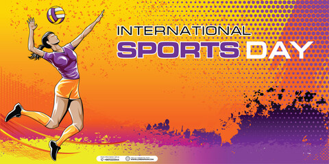 Volleyball Sports Background Vector. International Sports Day Illustration. Graphic Design for the decoration of gift certificates, banners, and flyer