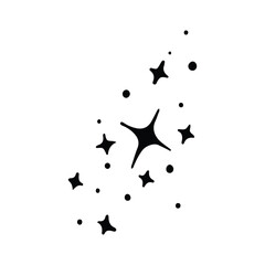 Stars and sparkles doodle illustration. Twinkle, blink, firework, glitter silhouette and glowing symbols in sketch style. Hand drawn vector illustration isolated on white background