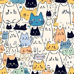 Seamless Cat Color Background Abstract