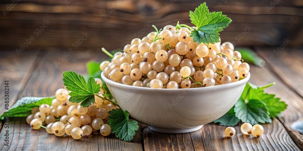 Canvas Prints A bowl of ripe white currants, white currants, berries, fruit, fresh, organic, healthy, vibrant, colorful, summer, bowl