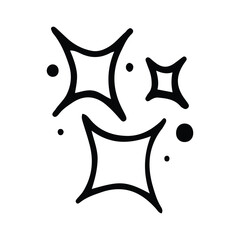 Stars and sparkles doodle illustration. Twinkle, blink, firework, glitter silhouette and glowing symbols in sketch style. Hand drawn vector illustration isolated on white background