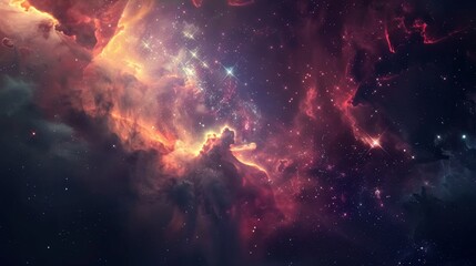 Obraz premium Cosmic Nebula with Bright Stars