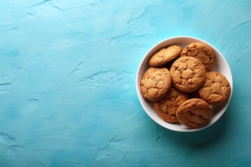 Cookies on blue background.