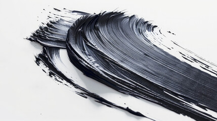 Closeup of black modern art brushstroke design isolated on white background 