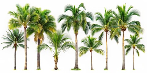 Collection of various types of palm trees isolated on a background, palm tree, collection, different, diverse, variety, tropical