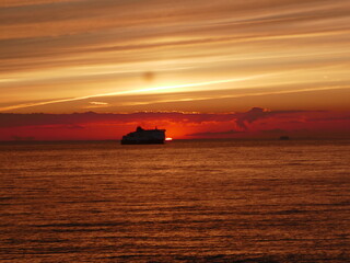 Coucher de soleil sur la C&ocirc;te d'Opale