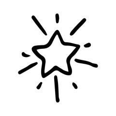 Stars and sparkles doodle illustration. Twinkle, blink, firework, glitter silhouette and glowing symbols in sketch style. Hand drawn vector illustration isolated on white background