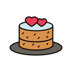 cake color line icon with white background vector stock illustration