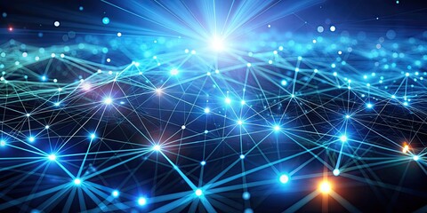 Futuristic digital communication network with glowing lines on abstract background, technology, future