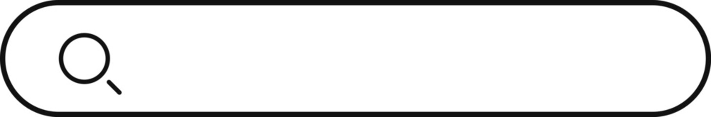 Search box icon with magnifying glass outline. Search bar with magnifier vector. Search menu with loupe sign