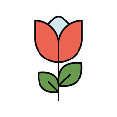 flower color line icon with white background vector stock illustration