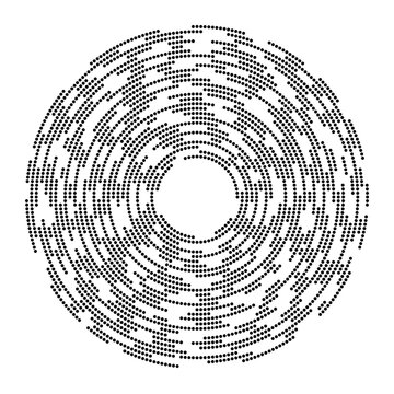 recommend clip art: Concentric segments of dotted circles. Lines following a circle path. Design element. Dotted circles. Abstract geometric black dotted curves isolated on white background. Vector illustration.