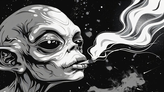 alien smoking a joint