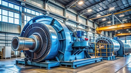 Fototapeta premium Powerful industrial generator with large turbines and cables, generator, power, industrial, energy, turbine