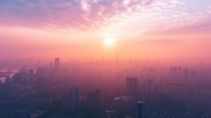 A cinematic vista of pastel sunset over an eco-friendly cityscape  AI genrated illustration