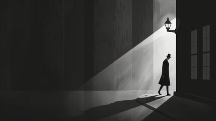 A clean and simple depiction of a film noir scene AI genrated illustration