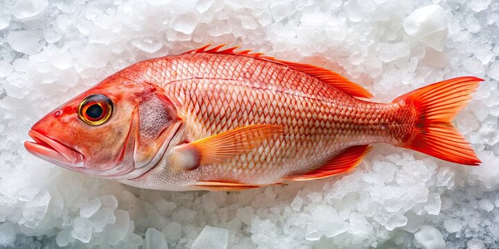 Fresh red pargo fish on ice at a seafood market, pargo fresco, red snapper, fish, seafood, market, fresh, raw, cuisine