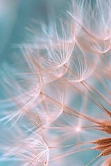 A close-up of pastel-colored seeds of a dandelion caught in wind  AI genrated illustration