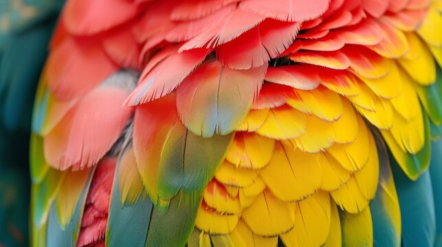 A close-up shot of a parakeets bright colorful feathers  AI genrated illustration