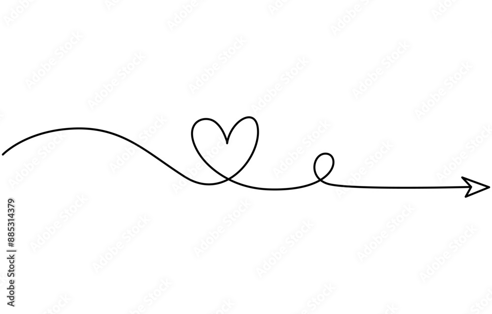 Poster abstract hearts with heart as continuous line drawing on white background. vector, heart line, conti