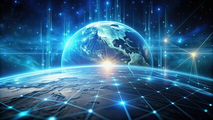 Obraz premium Abstract background of futuristic technology on Earth , futuristic, technology, abstract, background, earth