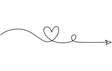 Abstract hearts with heart as continuous line drawing on white background. Vector, heart line, Continuous Heart Vector Illustration, One Line Art Love Symbol, Two hearts continuous one line drawing.