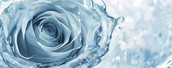  illustration of a blue rose with water petals
