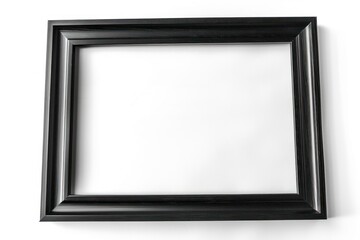 Fototapeta premium Simple black thin wooden picture frame border for modern wall isolated on white background