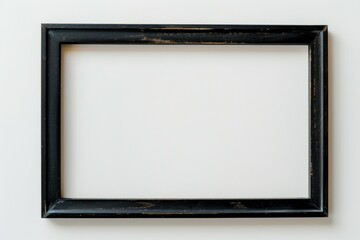 Simple black thin wooden picture frame border for modern wall isolated on white background