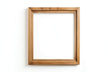 Simple wooden thin wooden picture frame border for modern wall isolated on white background