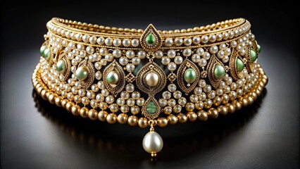 Obraz premium Luxurious and elegant choker necklace with gold, diamond, and pearl accents, luxury, jewelry, choker, necklace, elegant
