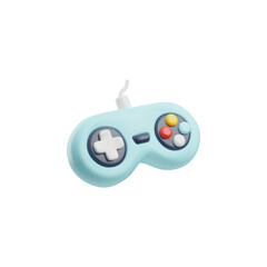 Blue 3D gamepad vector illustration, cartoon style. © sabelskaya