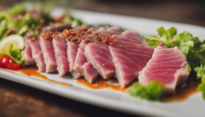 Fresh tuna raw with spicy salad sauce