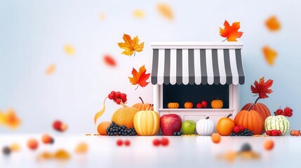 Obraz premium Autumn festival market with seasonal produce, colorful fruits and vegetables, harvest celebration