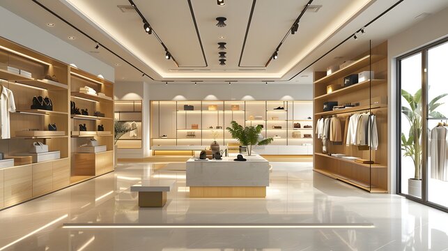 Modern and Elegant Clothing Store Interior with Minimalist Design