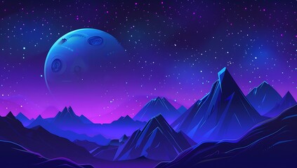 Fototapeta premium Abstract wallpaper Sunset over mountains, a simple flat vector illustration