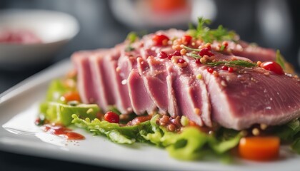 Fresh tuna raw with spicy salad sauce