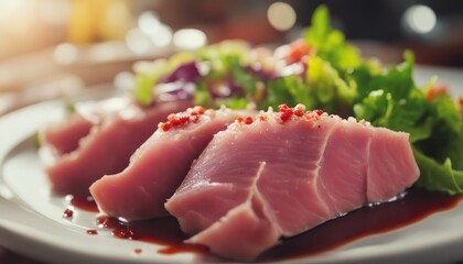 Fresh tuna raw with spicy salad sauce