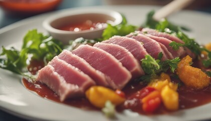 Fresh tuna raw with spicy salad sauce