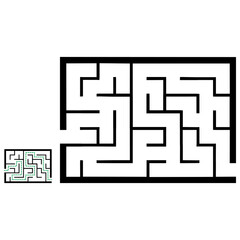 Illustration with simple labyrinth, maze conundrum for kids. Baby puzzle with entry and exit. Children riddle game.