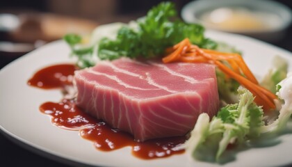 Fresh tuna raw with spicy salad sauce