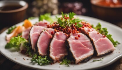 Fresh tuna raw with spicy salad sauce