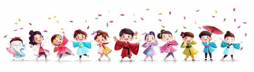 Traditional autumn festival parade, vibrant costumes, cultural celebration, joyous event