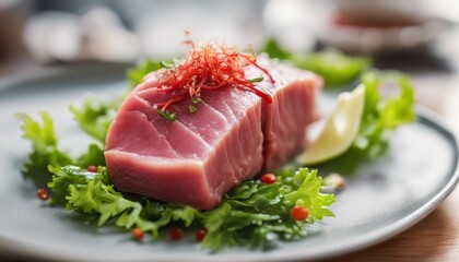 Fresh tuna raw with spicy salad sauce