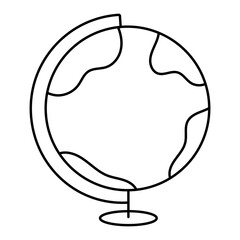 School globus icon with stand. Outline globe map in line style. Earth map. Editable stroke