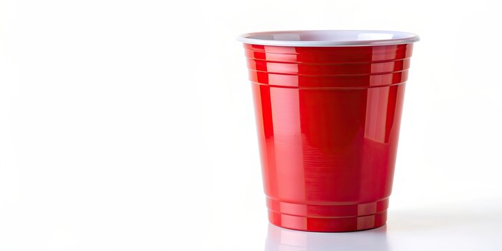 Red plastic party cup isolated on white background, Solo cup, disposable, plastic, red, party
