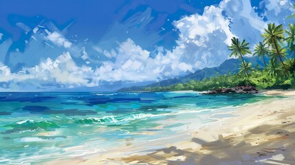 Fototapeta premium ハワイの海のイラスト背景素材05