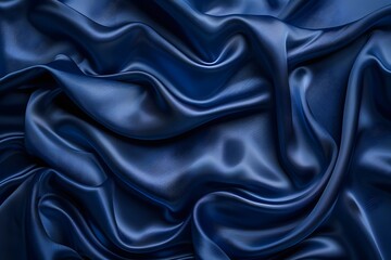 Obraz premium Luxurious Deep Blue Silk Fabric with Elegant Folds